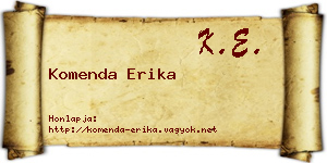 Komenda Erika névjegykártya